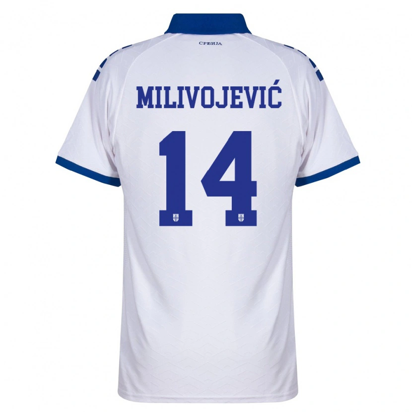 Danxen Mujer Camiseta Serbia Vesna Milivojevic #14 Marino Blanco Rojo 2ª Equipación 26-28 La Camisa