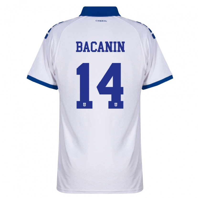 Danxen Mujer Camiseta Serbia Andrej Bacanin #14 Marino Blanco Rojo 2ª Equipación 26-28 La Camisa