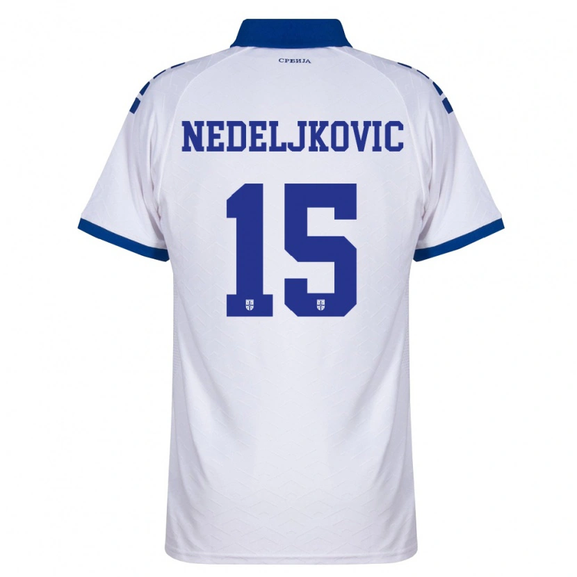 Danxen Mujer Camiseta Serbia Kosta Nedeljkovic #15 Marino Blanco Rojo 2ª Equipación 26-28 La Camisa