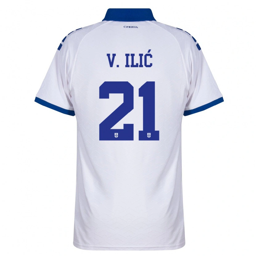 Danxen Mujer Camiseta Serbia Veljko Ilic #21 Marino Blanco Rojo 2ª Equipación 26-28 La Camisa