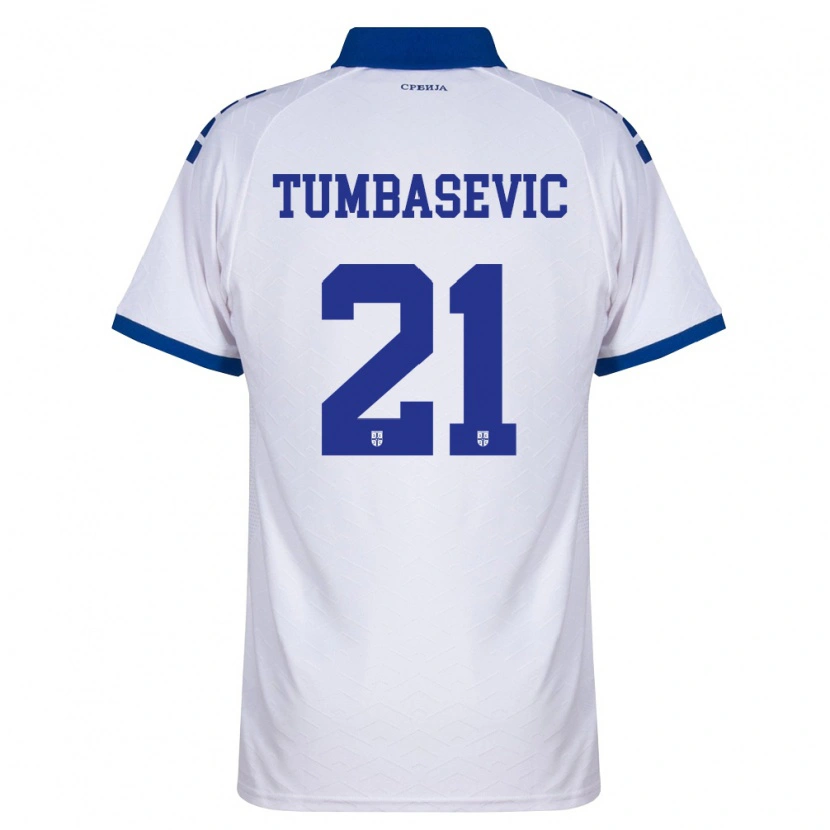 Danxen Mujer Camiseta Serbia Andrej Tumbasevic #21 Marino Blanco Rojo 2ª Equipación 26-28 La Camisa