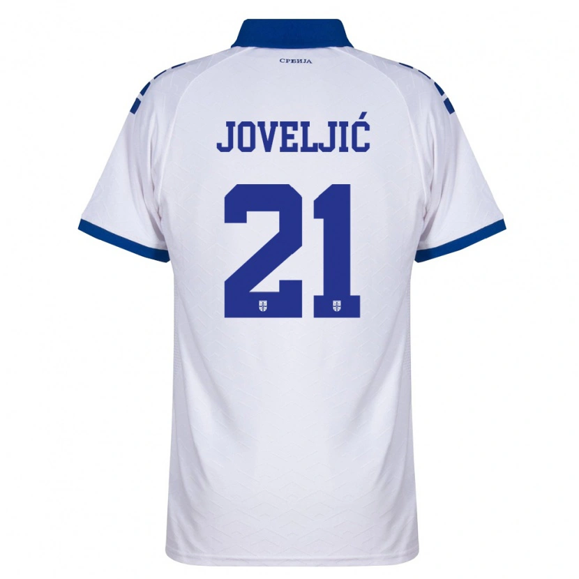 Danxen Mujer Camiseta Serbia Dejan Joveljić #21 Marino Blanco Rojo 2ª Equipación 26-28 La Camisa