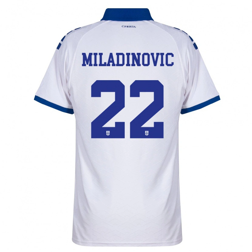 Danxen Mujer Camiseta Serbia Igor Miladinovic #22 Marino Blanco Rojo 2ª Equipación 26-28 La Camisa