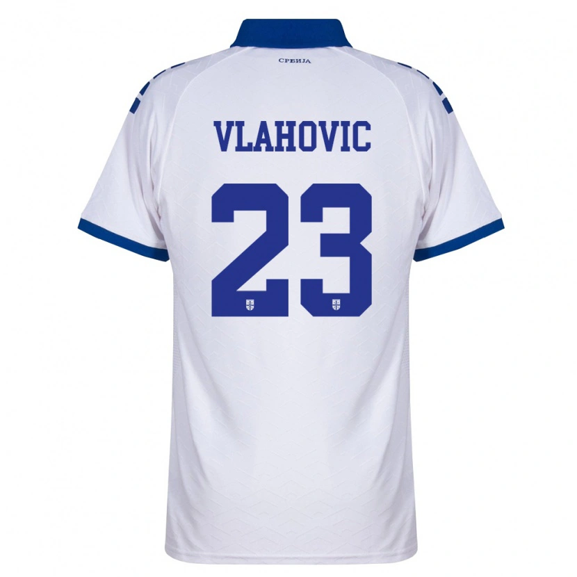 Danxen Mujer Camiseta Serbia Dušan Vlahović #23 Marino Blanco Rojo 2ª Equipación 26-28 La Camisa
