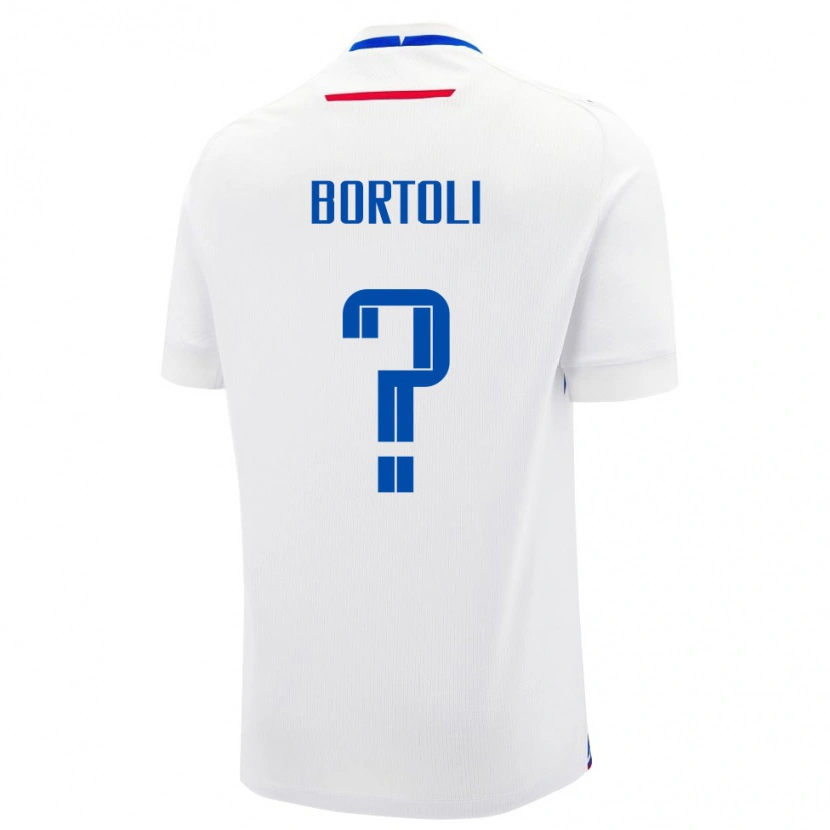 Danxen Mujer Camiseta Eslovaquia Marco Bortoli #0 Blanco Azul 2ª Equipación 26-28 La Camisa