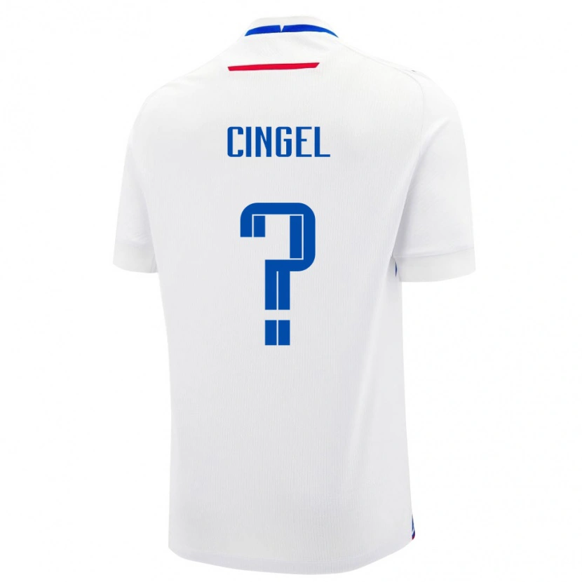 Danxen Mujer Camiseta Eslovaquia Mark Cingel #0 Blanco Azul 2ª Equipación 26-28 La Camisa