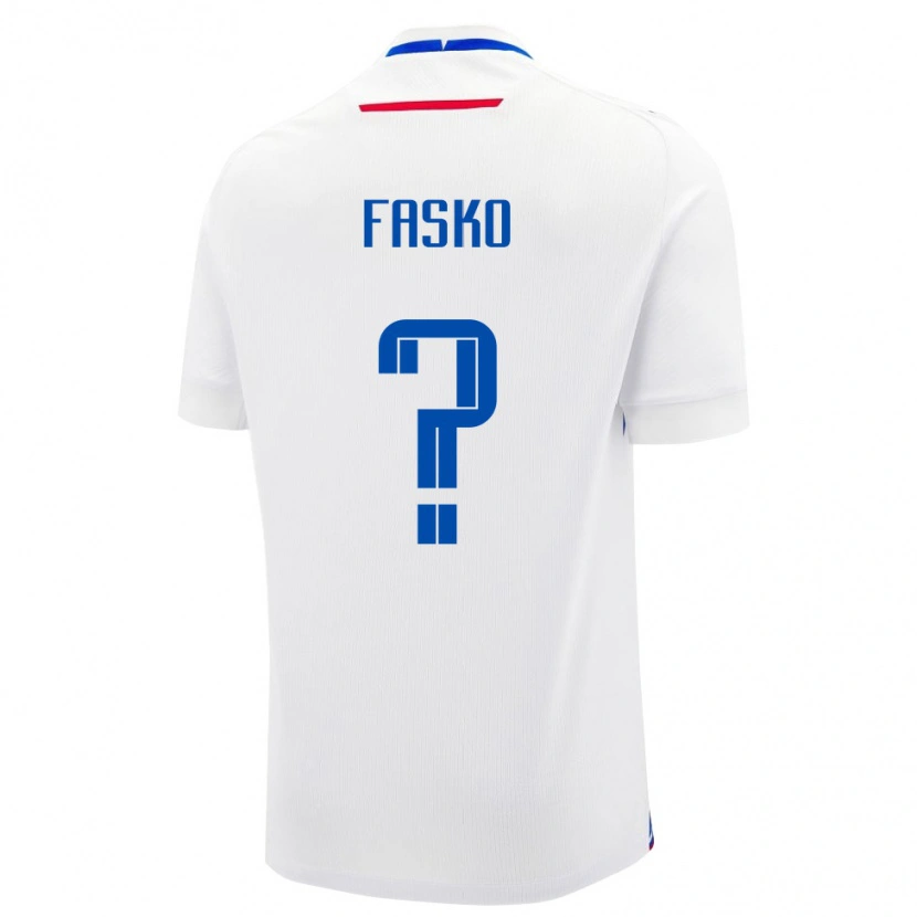 Danxen Mujer Camiseta Eslovaquia Simon Fasko #0 Blanco Azul 2ª Equipación 26-28 La Camisa