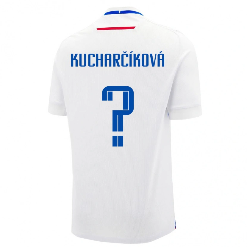 Danxen Mujer Camiseta Eslovaquia Dominika Kucharčíková #0 Blanco Azul 2ª Equipación 26-28 La Camisa