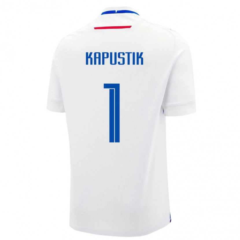 Danxen Mujer Camiseta Eslovaquia Simon Kapustik #1 Blanco Azul 2ª Equipación 26-28 La Camisa