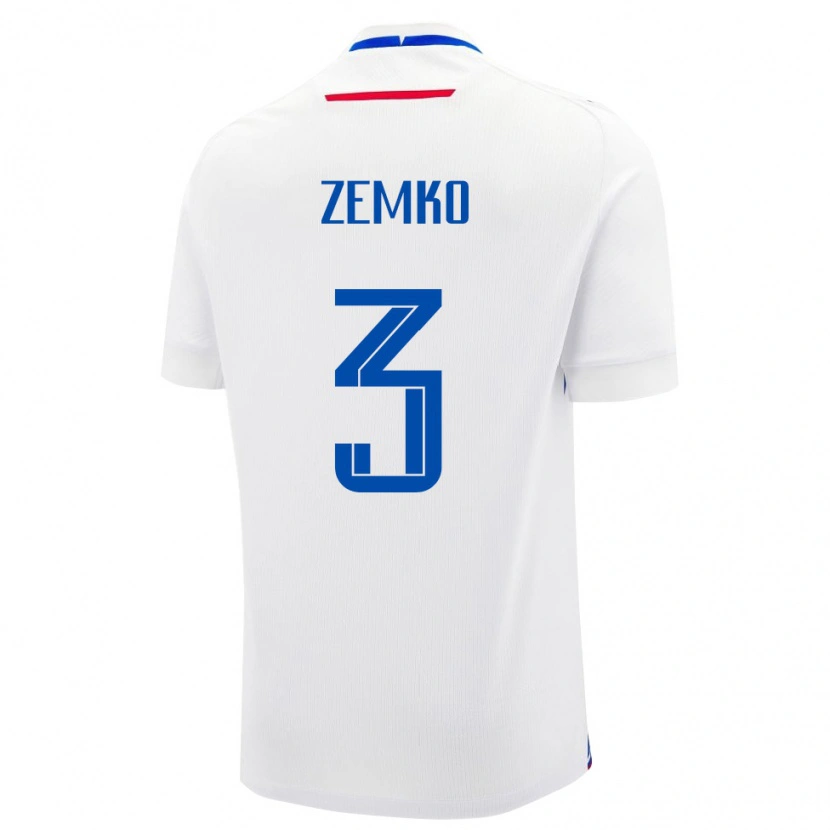 Danxen Mujer Camiseta Eslovaquia Tomas Zemko #3 Blanco Azul 2ª Equipación 26-28 La Camisa