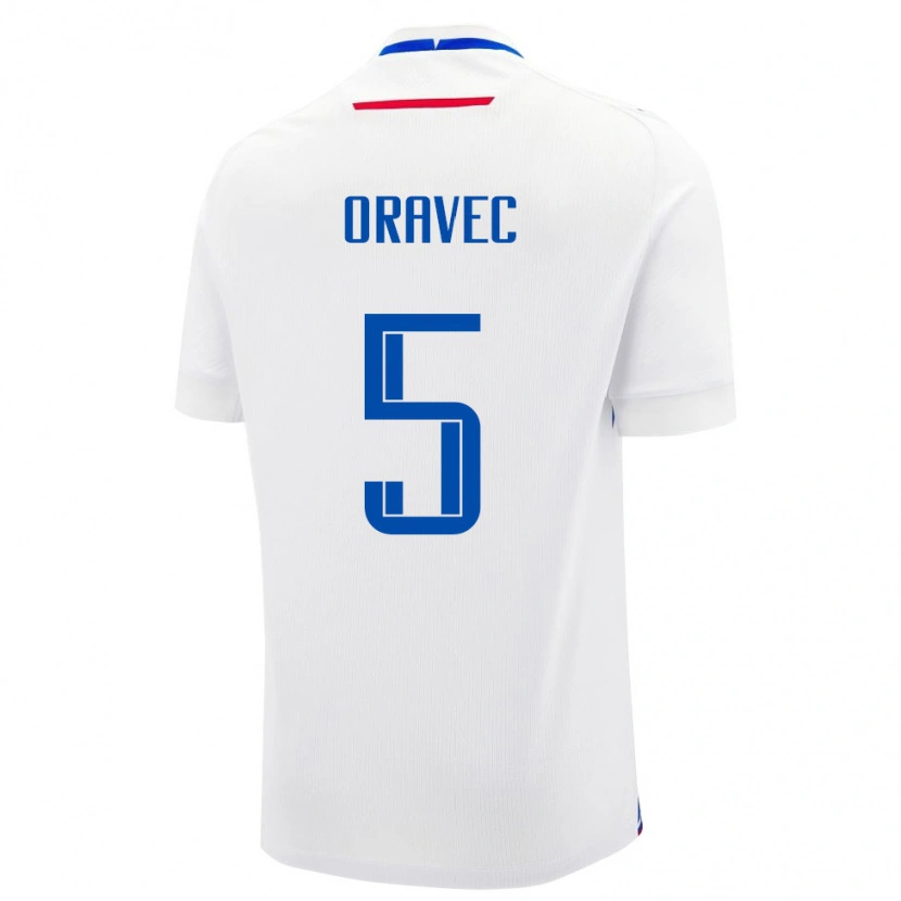 Danxen Mujer Camiseta Eslovaquia Adam Oravec #5 Blanco Azul 2ª Equipación 26-28 La Camisa