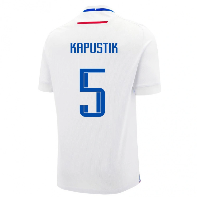 Danxen Mujer Camiseta Eslovaquia Killian Kapustik #5 Blanco Azul 2ª Equipación 26-28 La Camisa