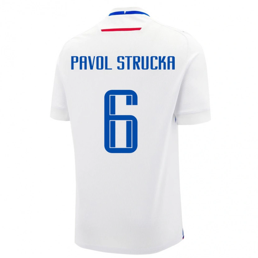Danxen Mujer Camiseta Eslovaquia Kristian Pavol Strucka #6 Blanco Azul 2ª Equipación 26-28 La Camisa