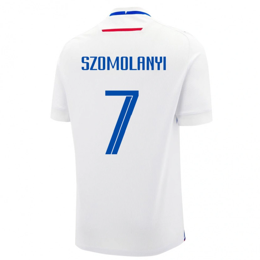 Danxen Mujer Camiseta Eslovaquia Lucas Szomolanyi #7 Blanco Azul 2ª Equipación 26-28 La Camisa