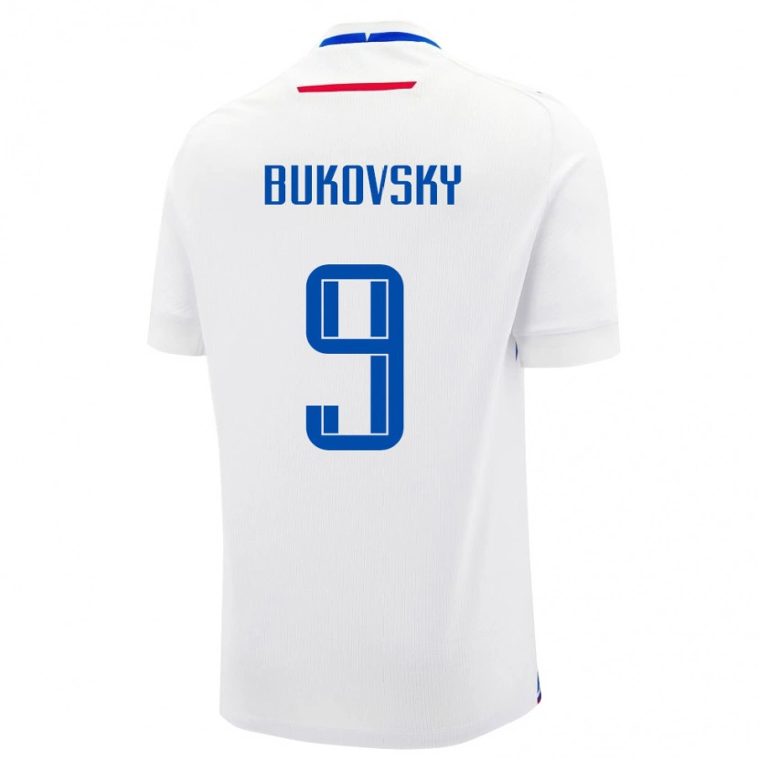 Danxen Mujer Camiseta Eslovaquia David Bukovsky #9 Blanco Azul 2ª Equipación 26-28 La Camisa