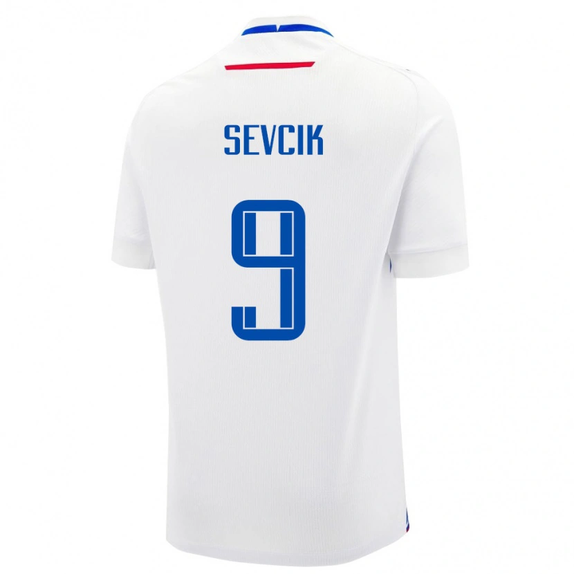 Danxen Mujer Camiseta Eslovaquia Simon Sevcik #9 Blanco Azul 2ª Equipación 26-28 La Camisa