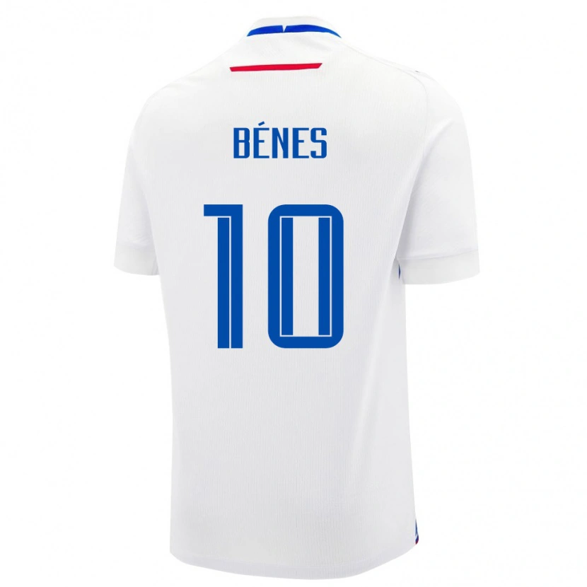 Danxen Mujer Camiseta Eslovaquia László Bénes #10 Blanco Azul 2ª Equipación 26-28 La Camisa