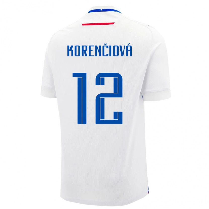 Danxen Mujer Camiseta Eslovaquia Mária Korenčiová #12 Blanco Azul 2ª Equipación 26-28 La Camisa