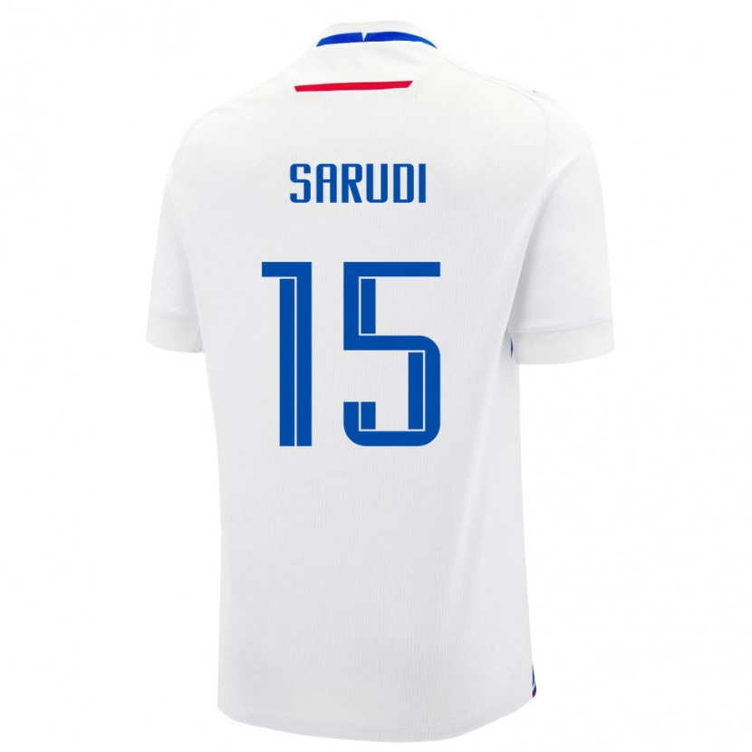 Danxen Mujer Camiseta Eslovaquia Samuel Sarudi #15 Blanco Azul 2ª Equipación 26-28 La Camisa