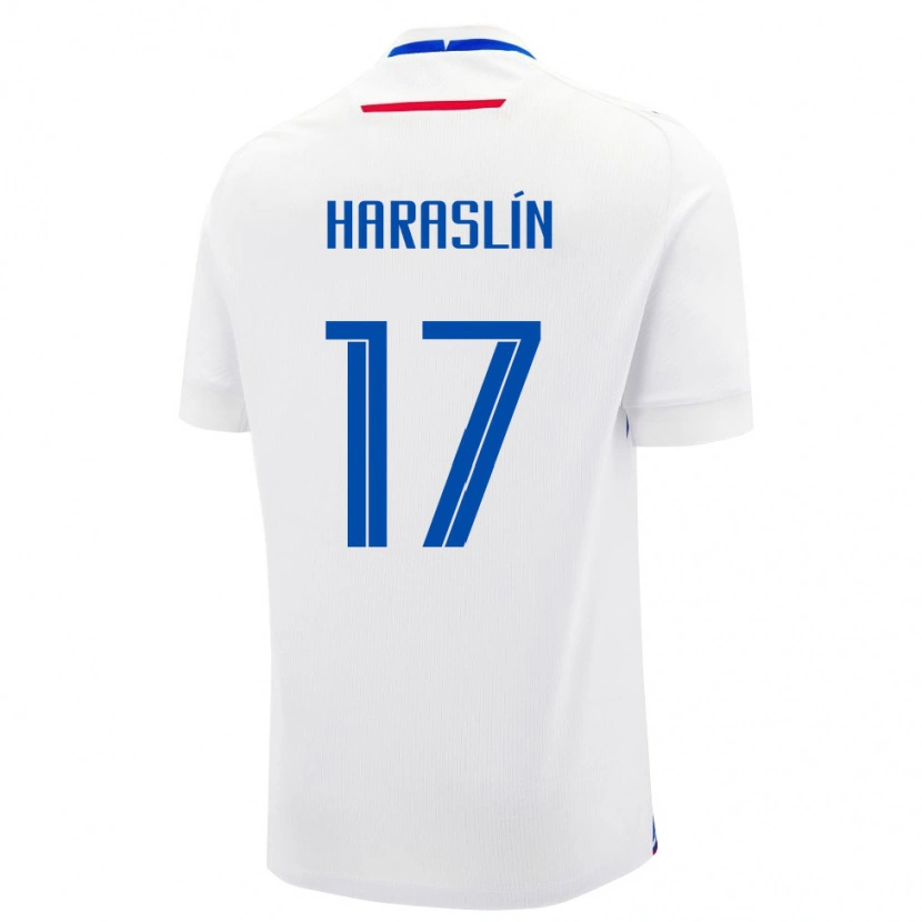 Danxen Mujer Camiseta Eslovaquia Lukas Haraslin #17 Blanco Azul 2ª Equipación 26-28 La Camisa