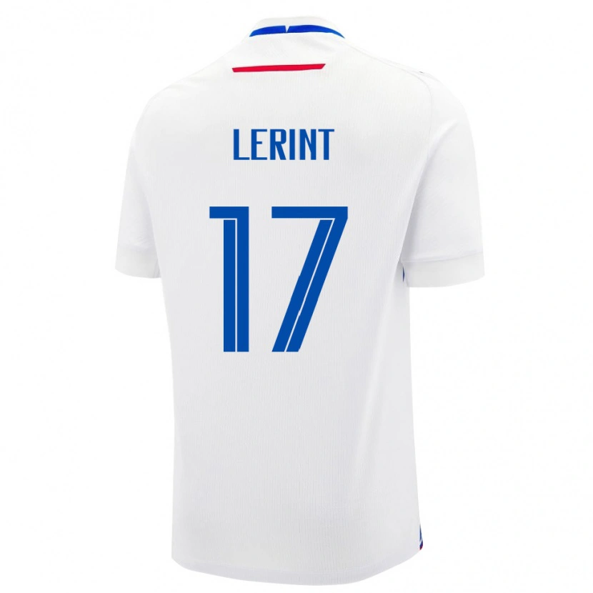 Danxen Mujer Camiseta Eslovaquia Alin Lerint #17 Blanco Azul 2ª Equipación 26-28 La Camisa