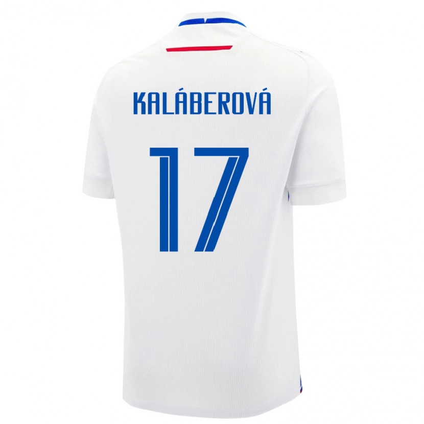 Danxen Mujer Camiseta Eslovaquia Victoria Kaláberová #17 Blanco Azul 2ª Equipación 26-28 La Camisa