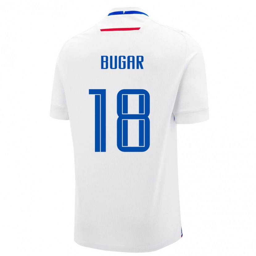 Danxen Mujer Camiseta Eslovaquia David Bugar #18 Blanco Azul 2ª Equipación 26-28 La Camisa