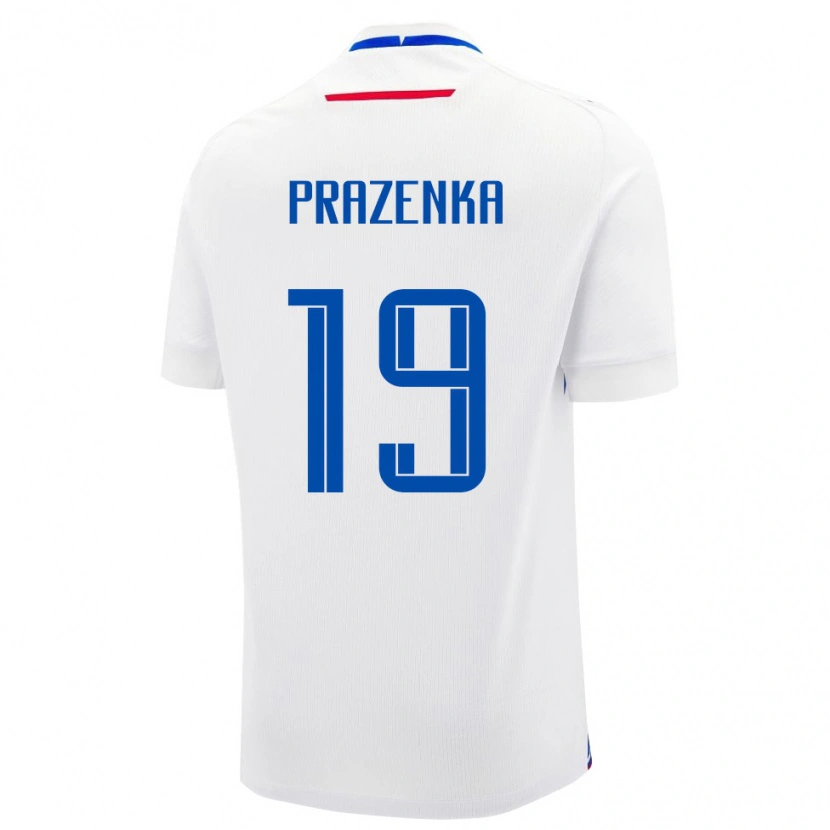 Danxen Mujer Camiseta Eslovaquia Lubos Prazenka #19 Blanco Azul 2ª Equipación 26-28 La Camisa