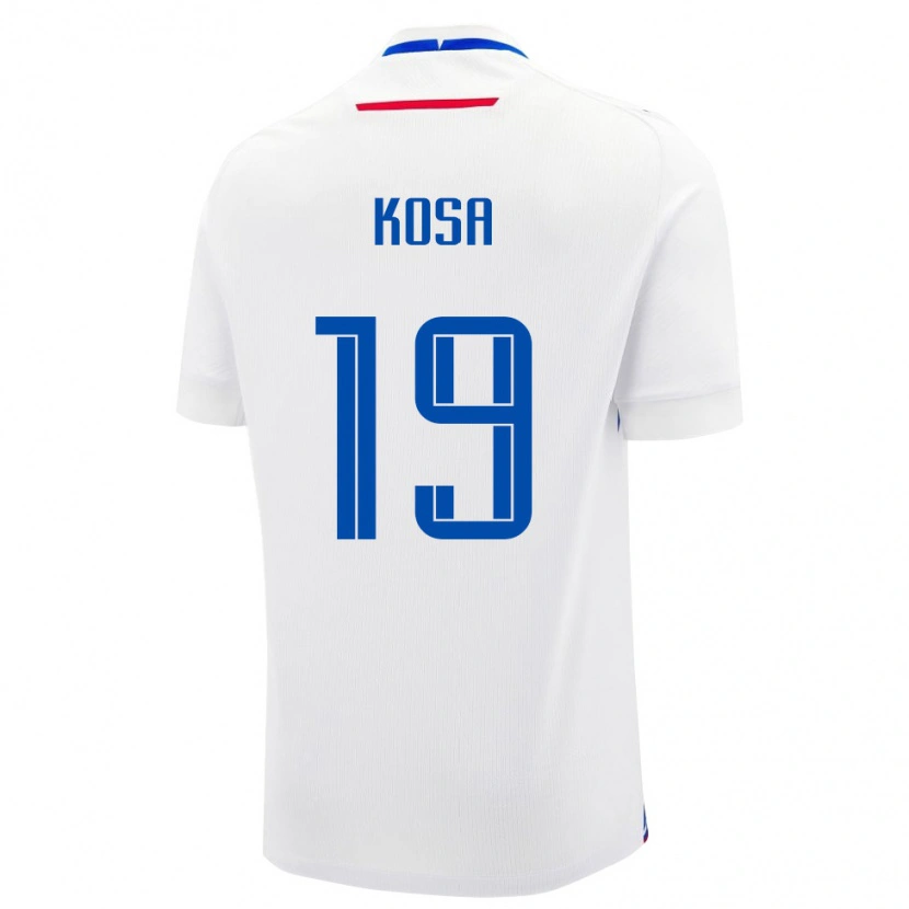 Danxen Mujer Camiseta Eslovaquia Frantisek Kosa #19 Blanco Azul 2ª Equipación 26-28 La Camisa