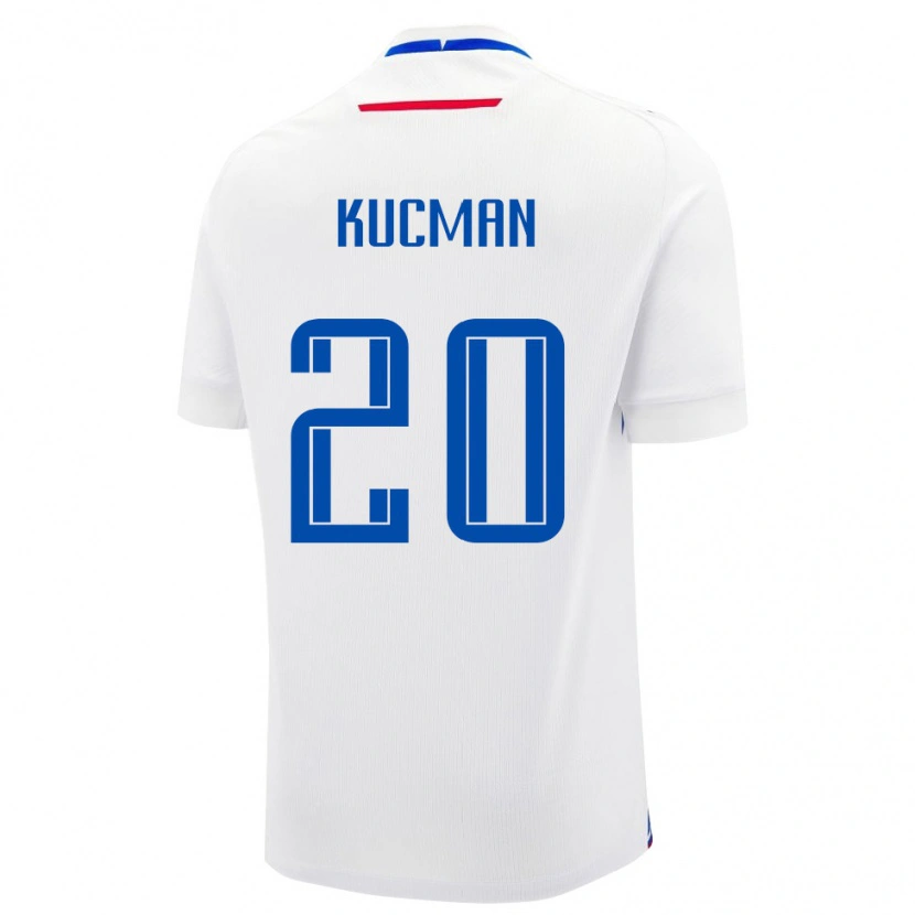 Danxen Mujer Camiseta Eslovaquia Marcel Kucman #20 Blanco Azul 2ª Equipación 26-28 La Camisa