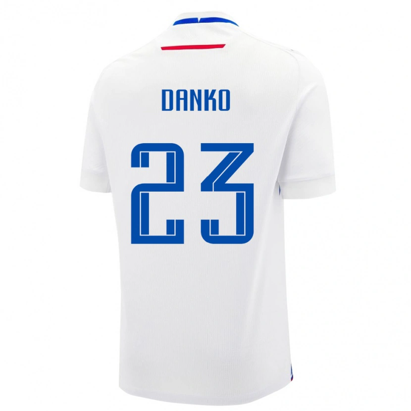 Danxen Mujer Camiseta Eslovaquia Adam Danko #23 Blanco Azul 2ª Equipación 26-28 La Camisa