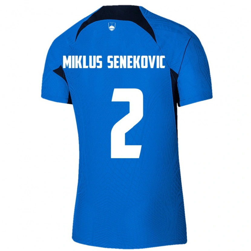 Danxen Mujer Camiseta Eslovenia Gal Miklus Senekovic #2 Azul Blanco 2ª Equipación 26-28 La Camisa