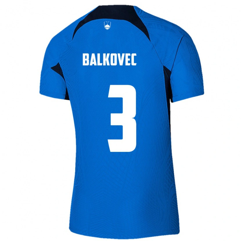 Danxen Mujer Camiseta Eslovenia Jure Balkovec #3 Azul Blanco 2ª Equipación 26-28 La Camisa