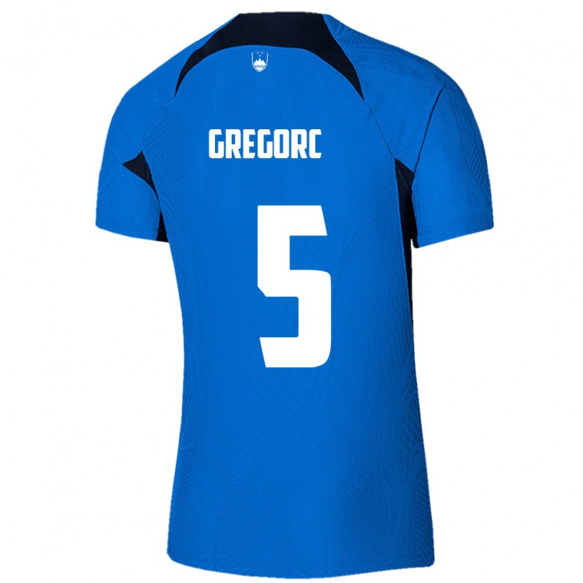Danxen Mujer Camiseta Eslovenia Matija Gregorc #5 Azul Blanco 2ª Equipación 26-28 La Camisa