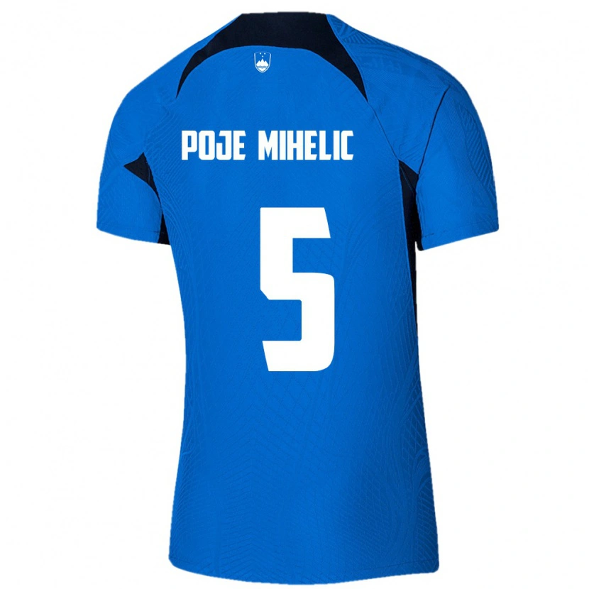 Danxen Mujer Camiseta Eslovenia Naja Poje Mihelič #5 Azul Blanco 2ª Equipación 26-28 La Camisa