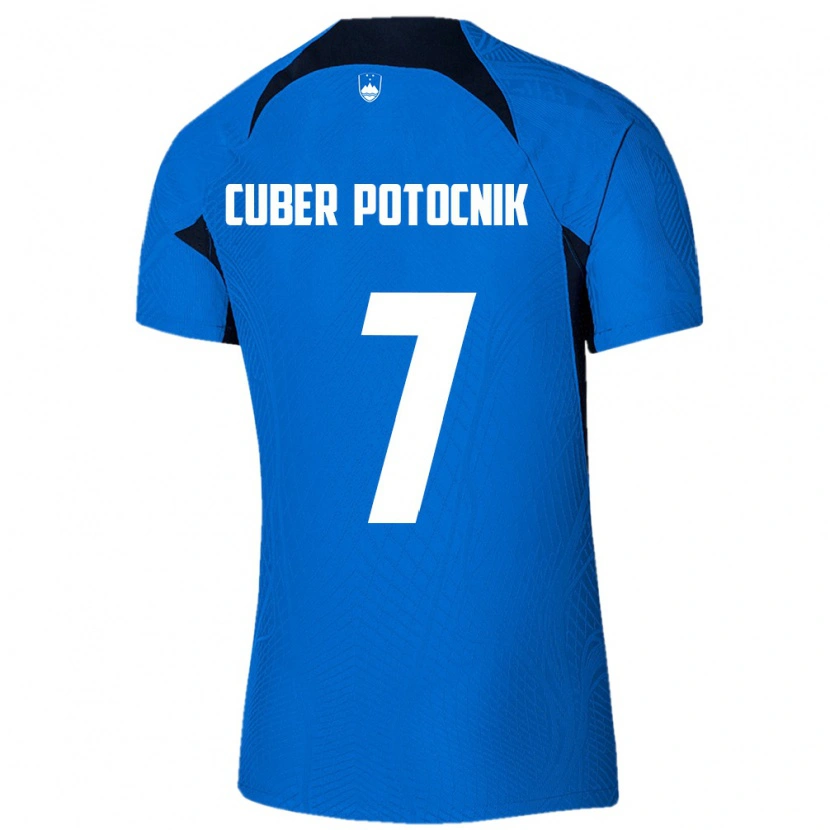 Danxen Mujer Camiseta Eslovenia Jaka Cuber Potocnik #7 Azul Blanco 2ª Equipación 26-28 La Camisa