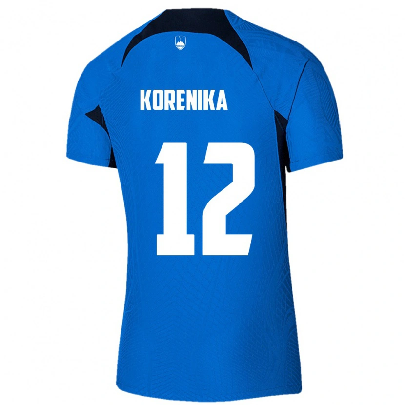 Danxen Mujer Camiseta Eslovenia Matej Korenika #12 Azul Blanco 2ª Equipación 26-28 La Camisa