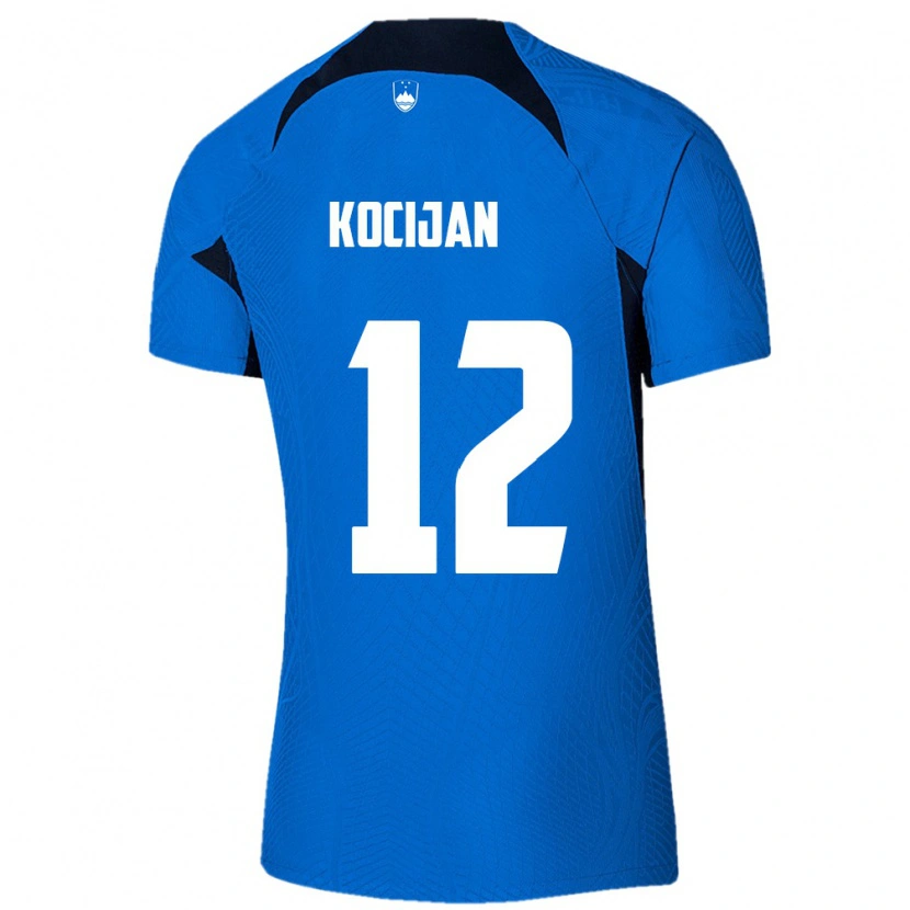Danxen Mujer Camiseta Eslovenia Iva Kocijan #12 Azul Blanco 2ª Equipación 26-28 La Camisa