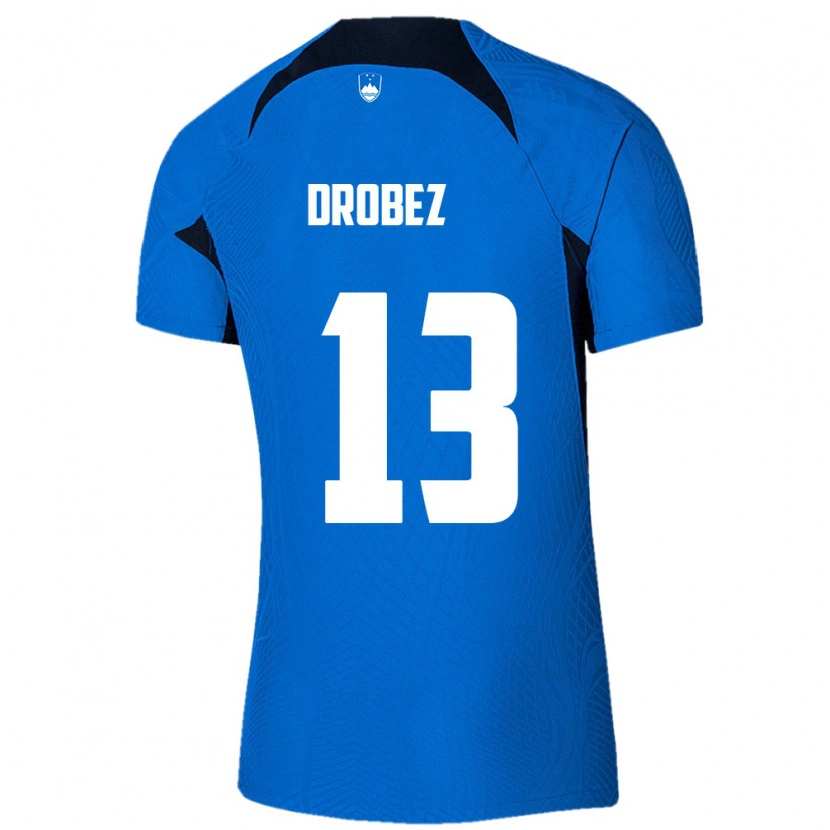 Danxen Mujer Camiseta Eslovenia Timotej Drobez #13 Azul Blanco 2ª Equipación 26-28 La Camisa