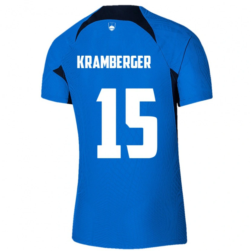 Danxen Mujer Camiseta Eslovenia Mark Kramberger #15 Azul Blanco 2ª Equipación 26-28 La Camisa