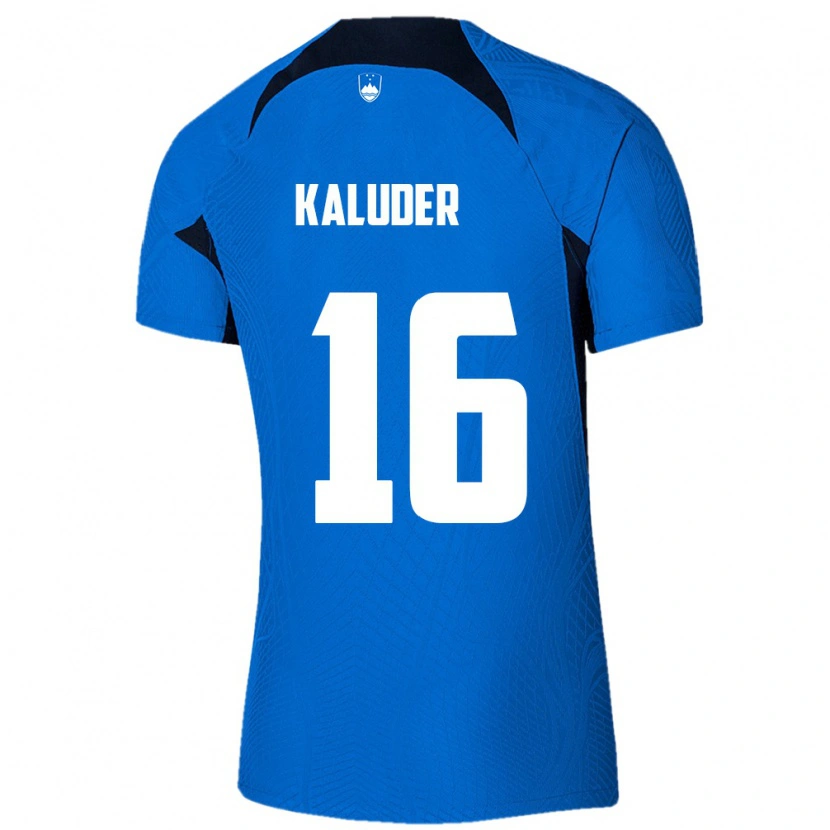 Danxen Mujer Camiseta Eslovenia Grega Kaluder #16 Azul Blanco 2ª Equipación 26-28 La Camisa