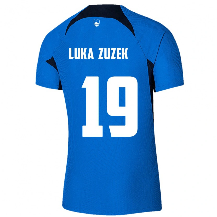 Danxen Mujer Camiseta Eslovenia Zan Luka Zuzek #19 Azul Blanco 2ª Equipación 26-28 La Camisa