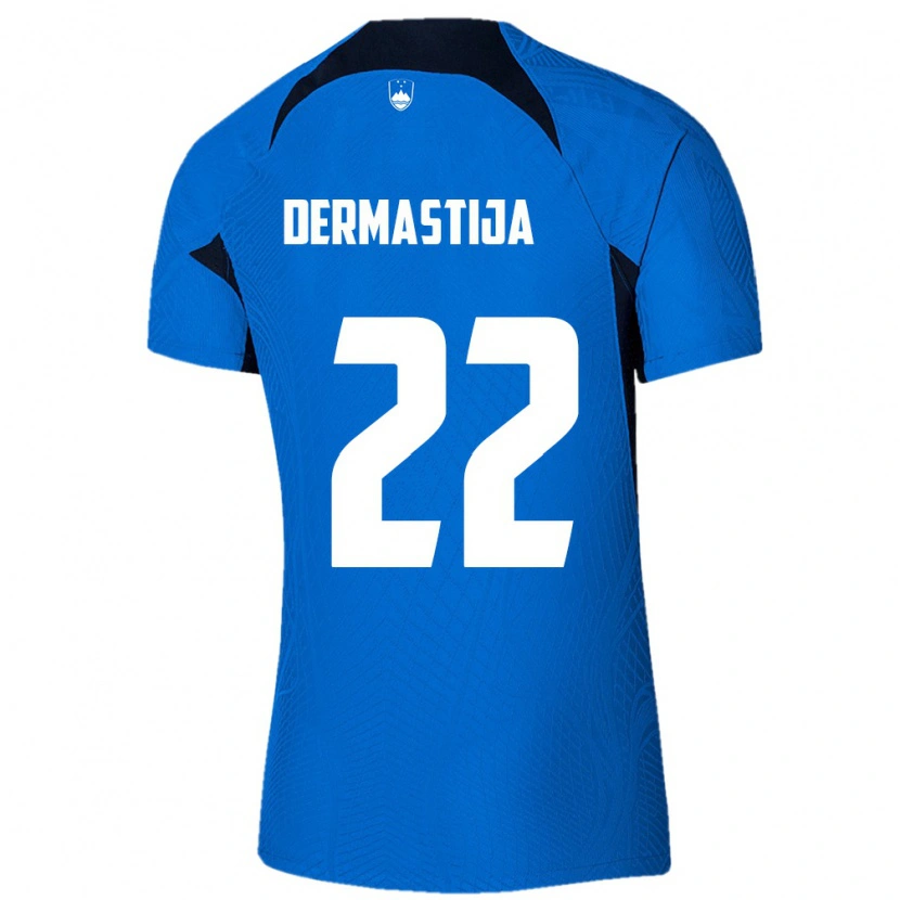 Danxen Mujer Camiseta Eslovenia Nejc Dermastija #22 Azul Blanco 2ª Equipación 26-28 La Camisa