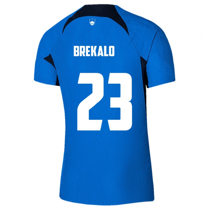 Danxen Mujer Camiseta Eslovenia David Brekalo #23 Azul Blanco 2ª Equipación 26-28 La Camisa