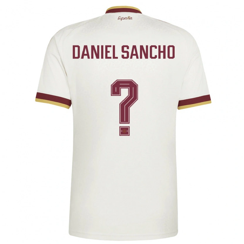 Danxen Mujer Camiseta España Daniel Sancho #0 Marfil Borgoña 2ª Equipación 26-28 La Camisa
