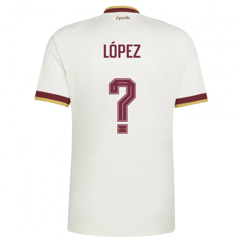 Danxen Mujer Camiseta España Mikel López #0 Marfil Borgoña 2ª Equipación 26-28 La Camisa