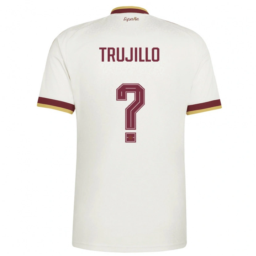 Danxen Mujer Camiseta España Jairo Trujillo #0 Marfil Borgoña 2ª Equipación 26-28 La Camisa