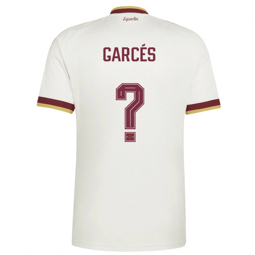 Danxen Mujer Camiseta España Hugo Garcés #0 Marfil Borgoña 2ª Equipación 26-28 La Camisa
