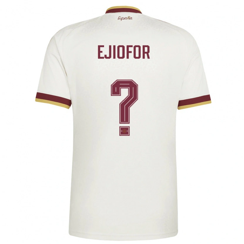 Danxen Mujer Camiseta España Divine Ejiofor #0 Marfil Borgoña 2ª Equipación 26-28 La Camisa