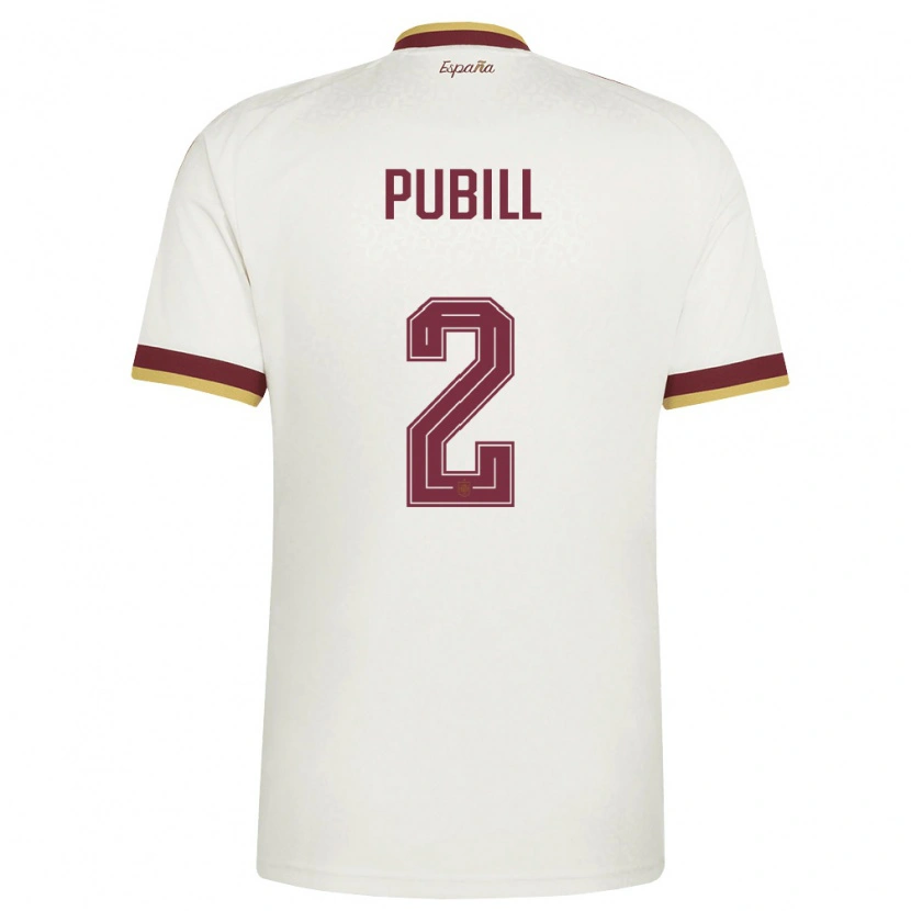 Danxen Mujer Camiseta España Marc Pubill #2 Marfil Borgoña 2ª Equipación 26-28 La Camisa